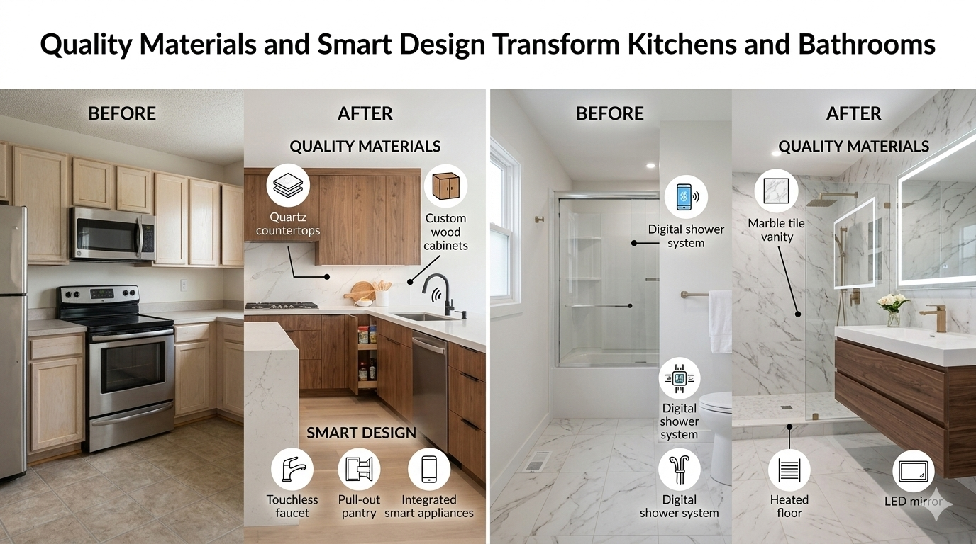 Quality Materials and Smart Design Transform Kitchens and Bathrooms
