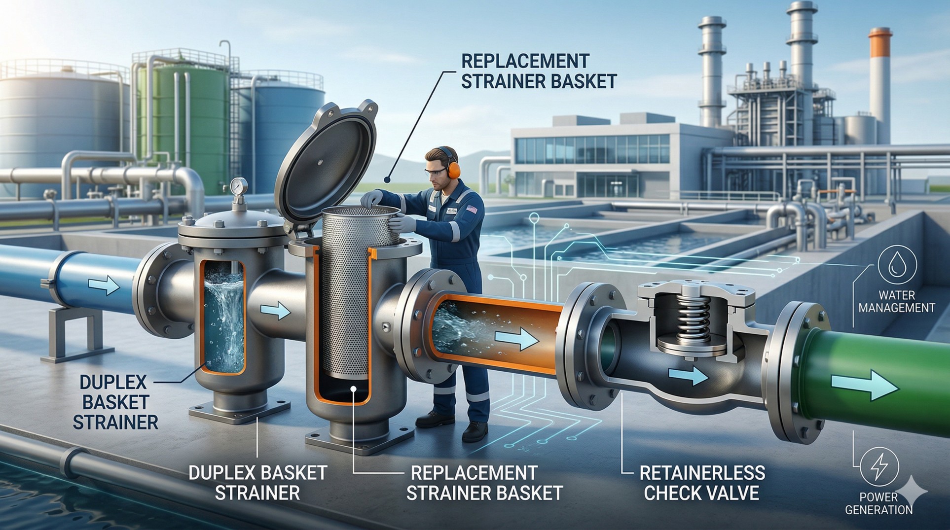 What to Know About Basket Strainers, Check Valves, and Industrial Water Management