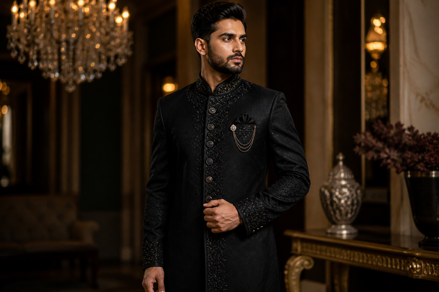 Why Every Modern Groom in the UK is Choosing a Black Sherwani