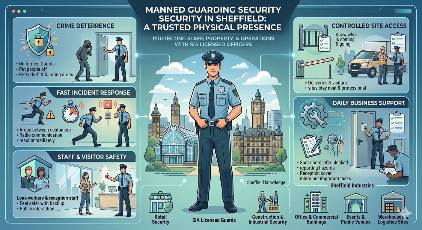 Manned Guarding Security in Sheffield: How Professional Security Officers Help Protect Staff, Property, and Operations