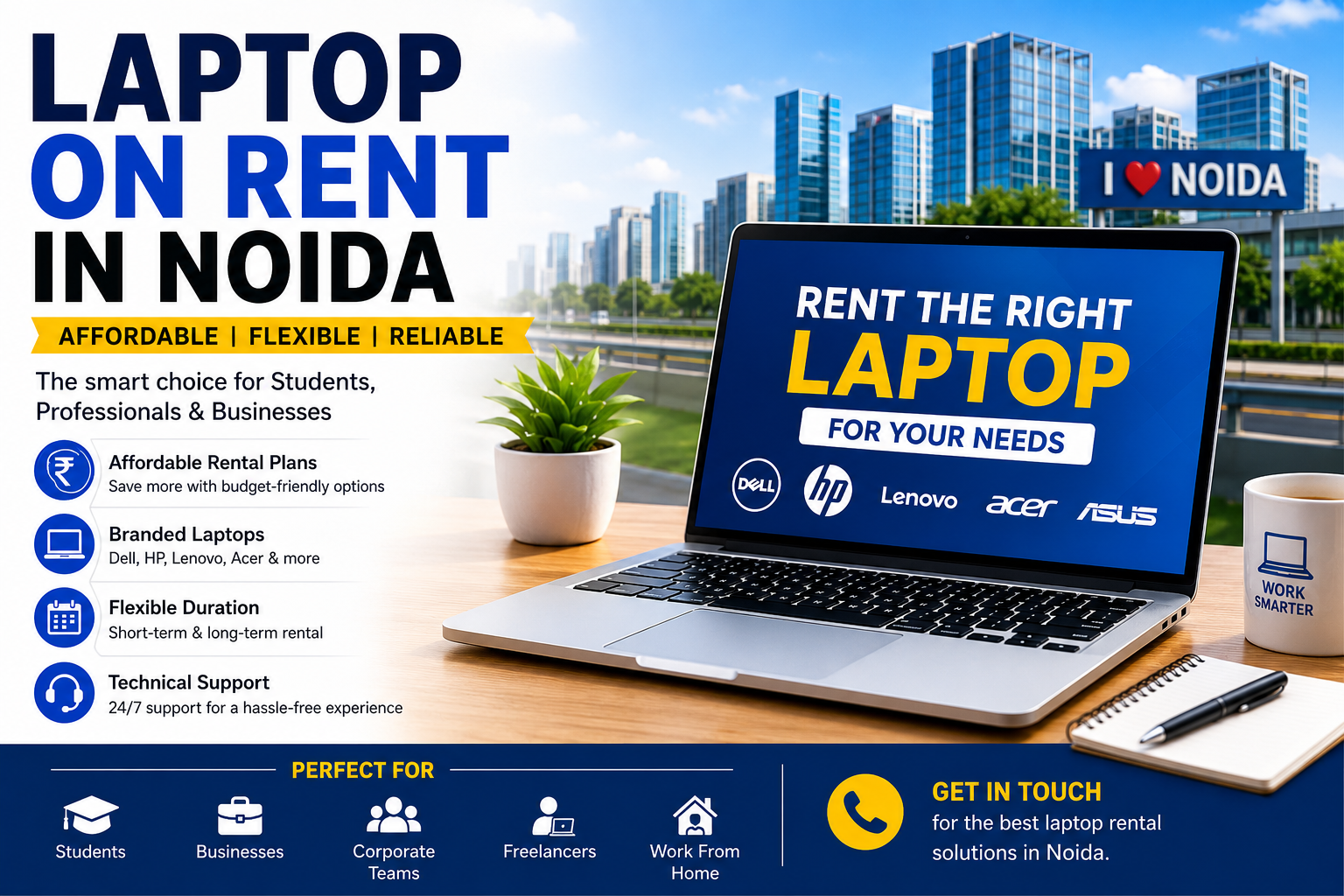 Laptop on Rent in Noida – The Smart Choice for Businesses, Students, and Professionals