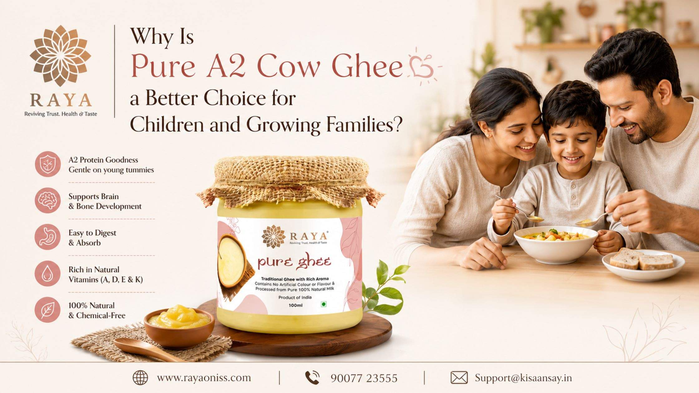Why Is Pure A2 Cow Ghee a Better Choice for Children and Growing Families?