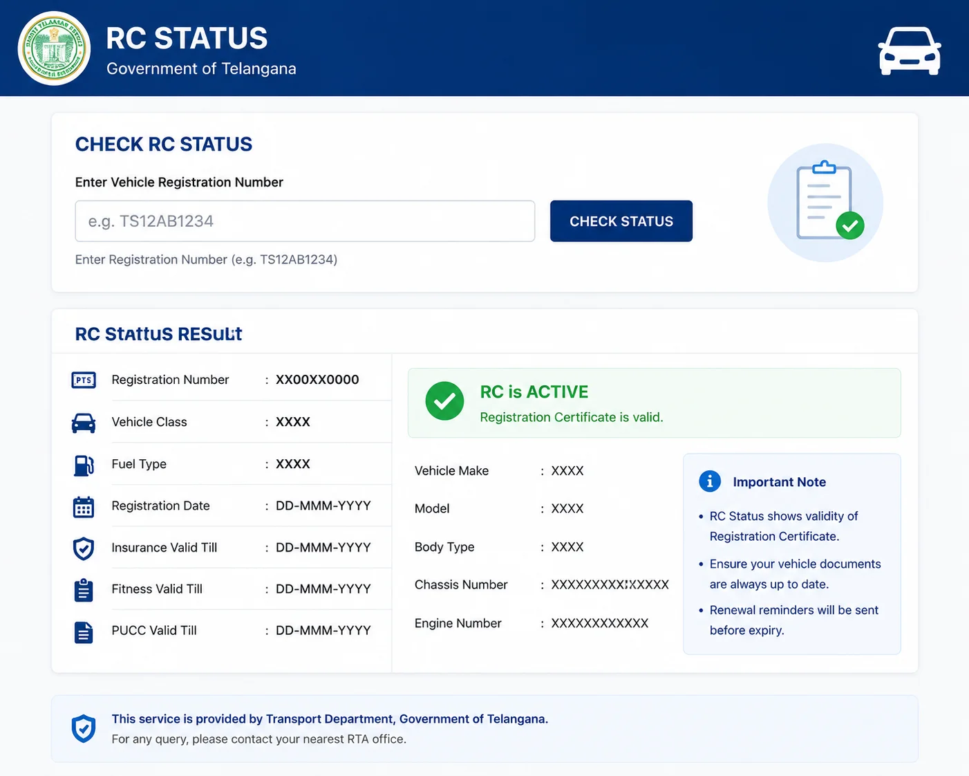 Simple Steps Every Resident Can Follow to Check Their RC Status Telangana Online