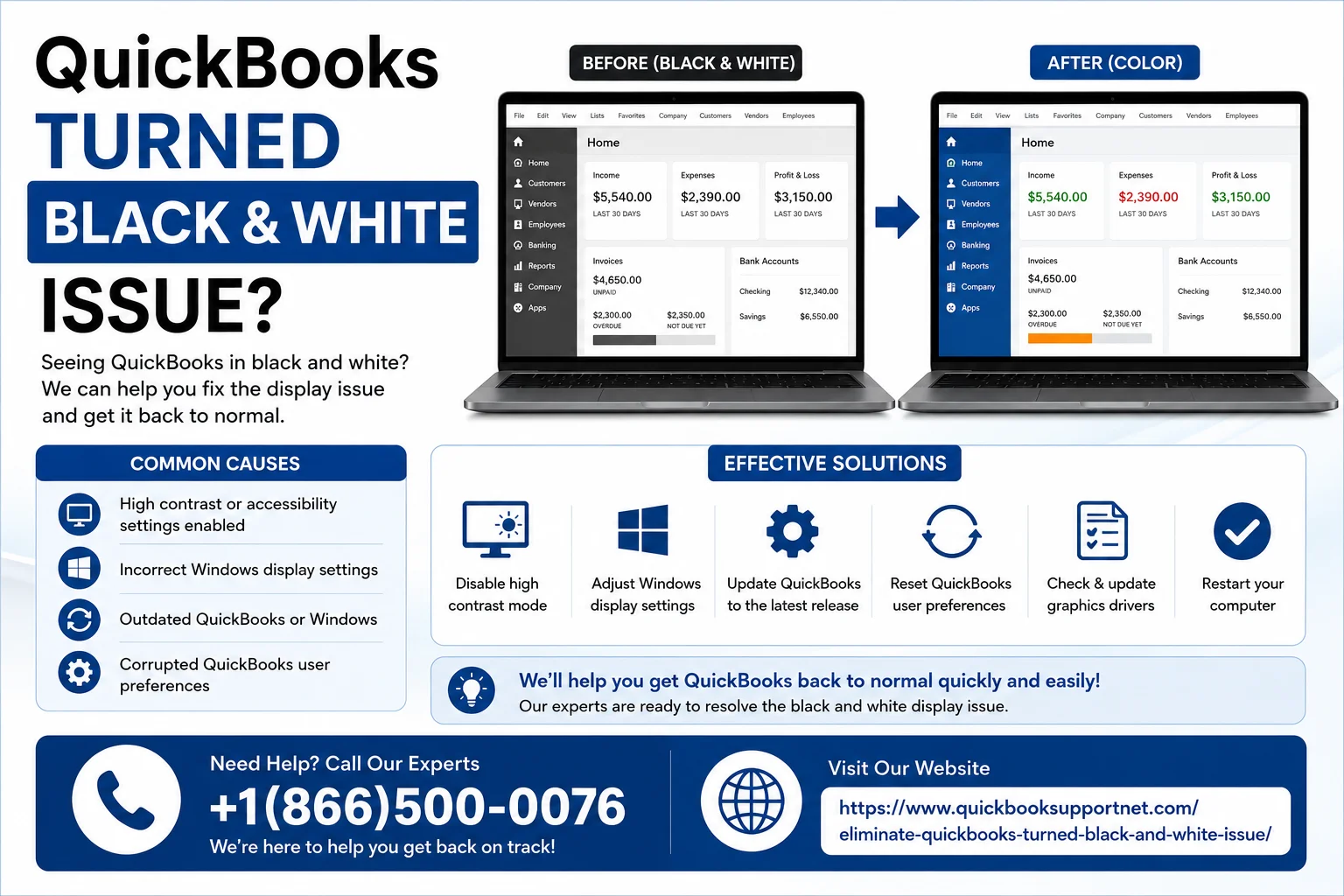 QuickBooks Screen Turns Black and White? Here’s Why and How to Fix It