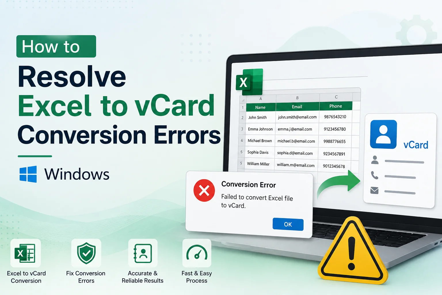 How to Resolve Excel to vCard Conversion Errors in Windows