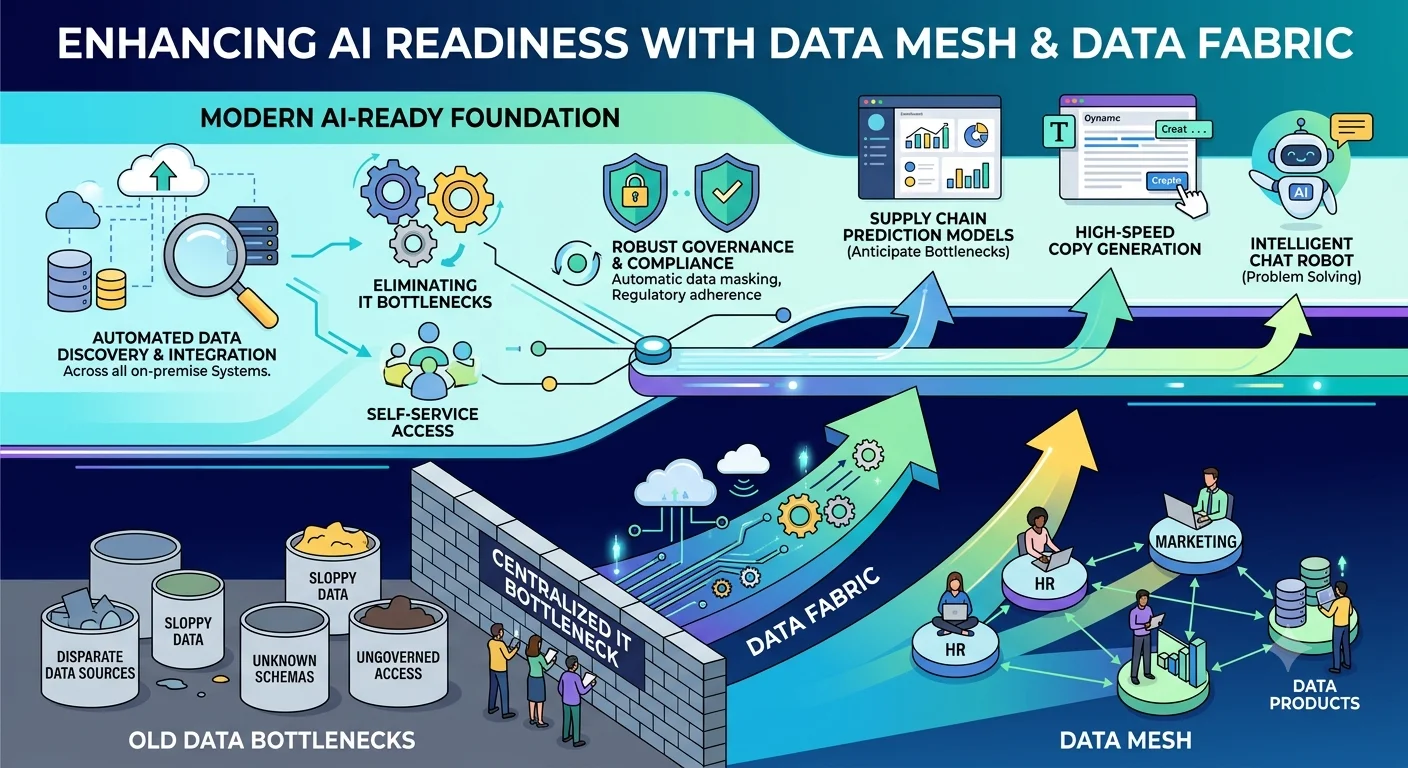 How Data Mesh and Data Fabric Help Enhance AI Readiness