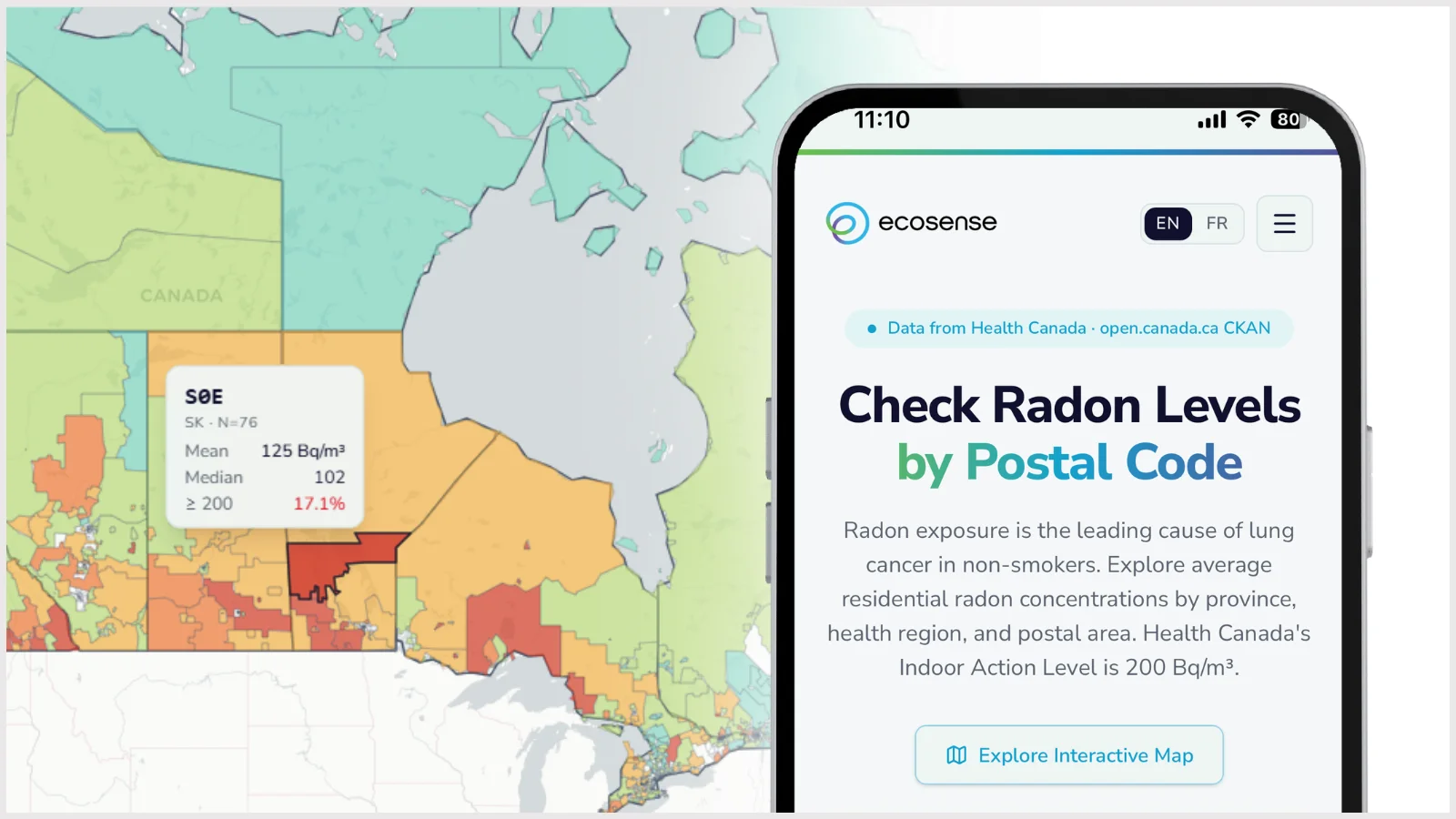 Ecosense's Canadian Interactive Radon Risk Map: Check Radon Levels by Postal Code