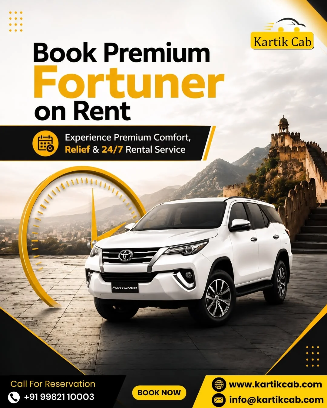 Fortuner Car Rental in Jaipur – Premium SUV Hire for Local and Outstation Travel