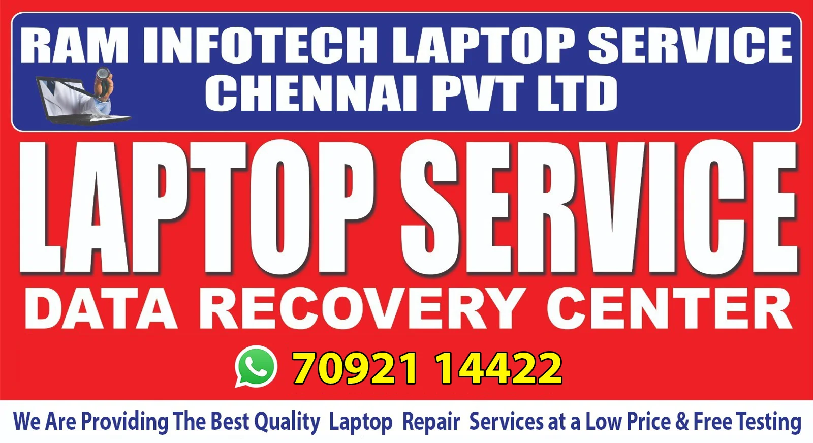 Professional laptop repair, maintenance, upgrades and data recovery services for customers in Villivakkam, Chennai.
