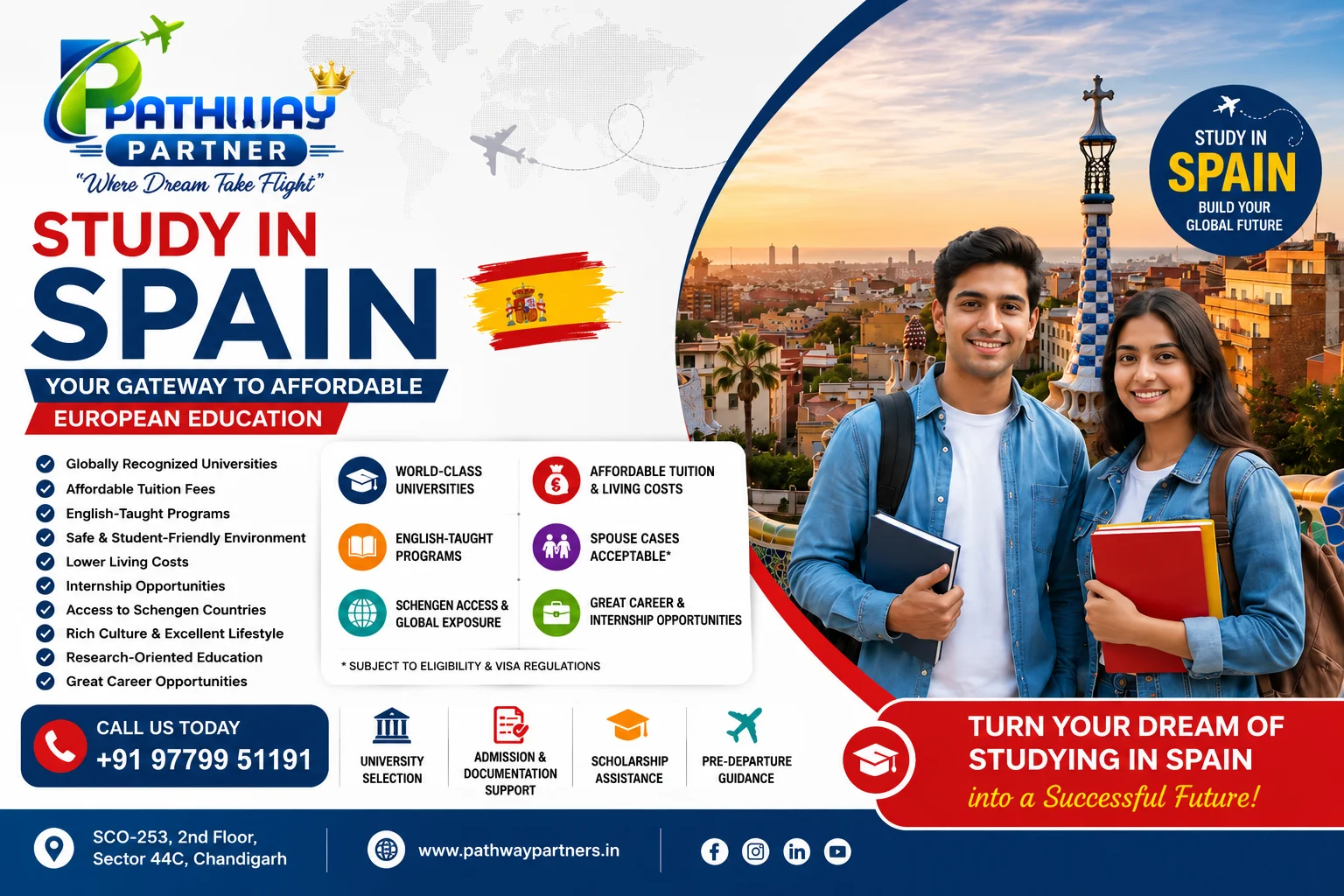 Best Spain Study & Visa Consultancy in Chandigarh – Pathway Partner