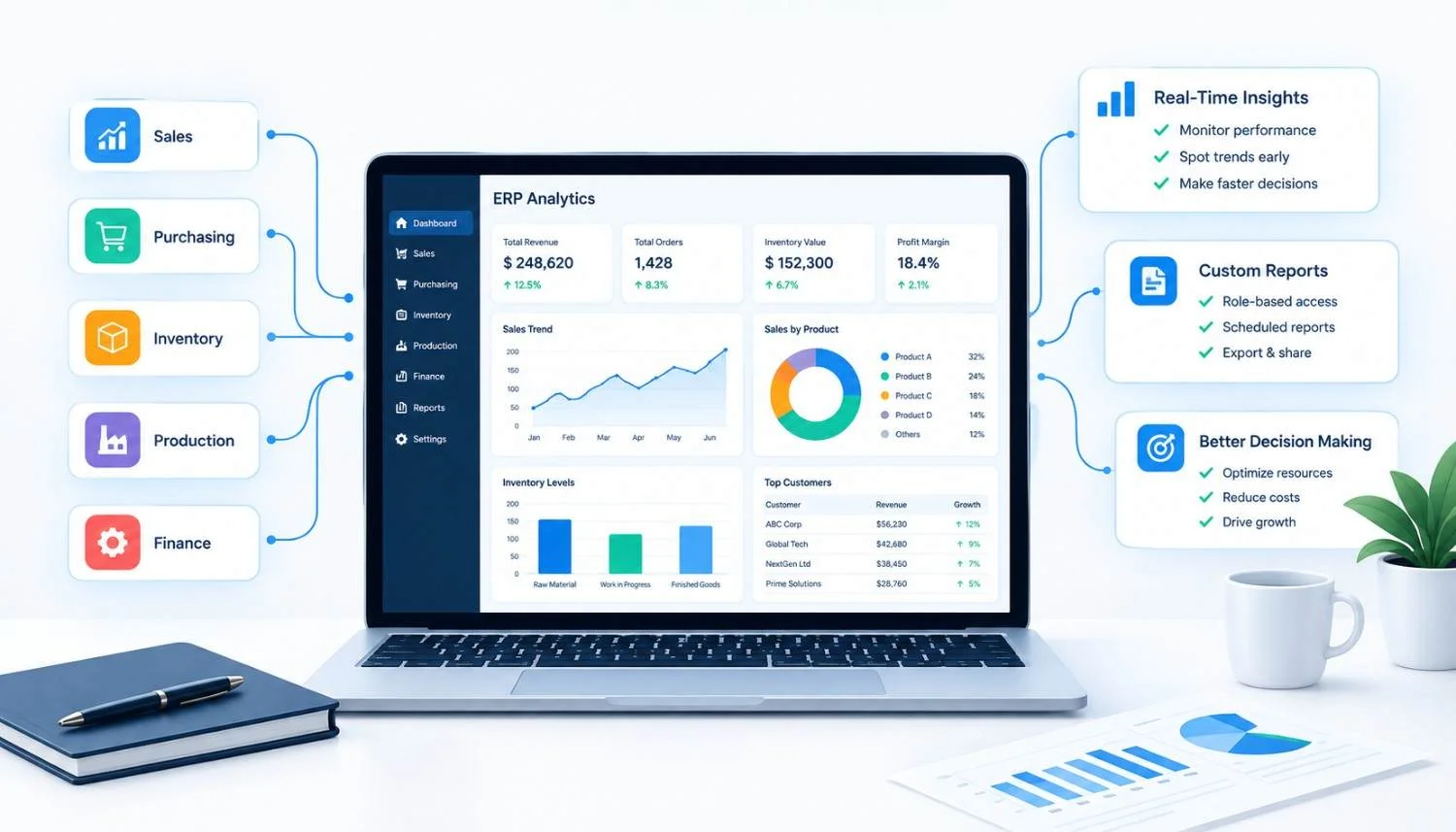How Analytics and Reporting Improve Custom ERP Software