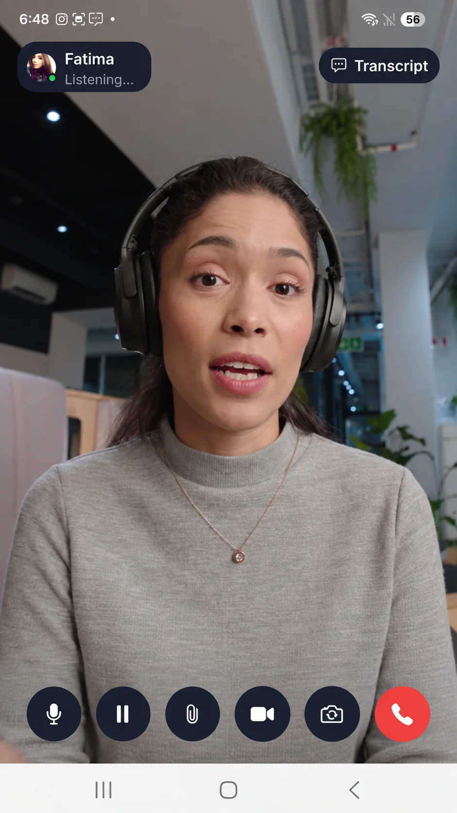 Figure 18: Real participants join AI-moderated video interviews from their phones while the AI moderator listens and probes.