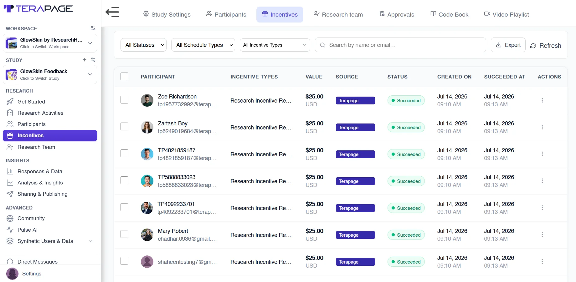 Figure 21: Participant incentives are issued, tracked and reconciled from one dashboard.