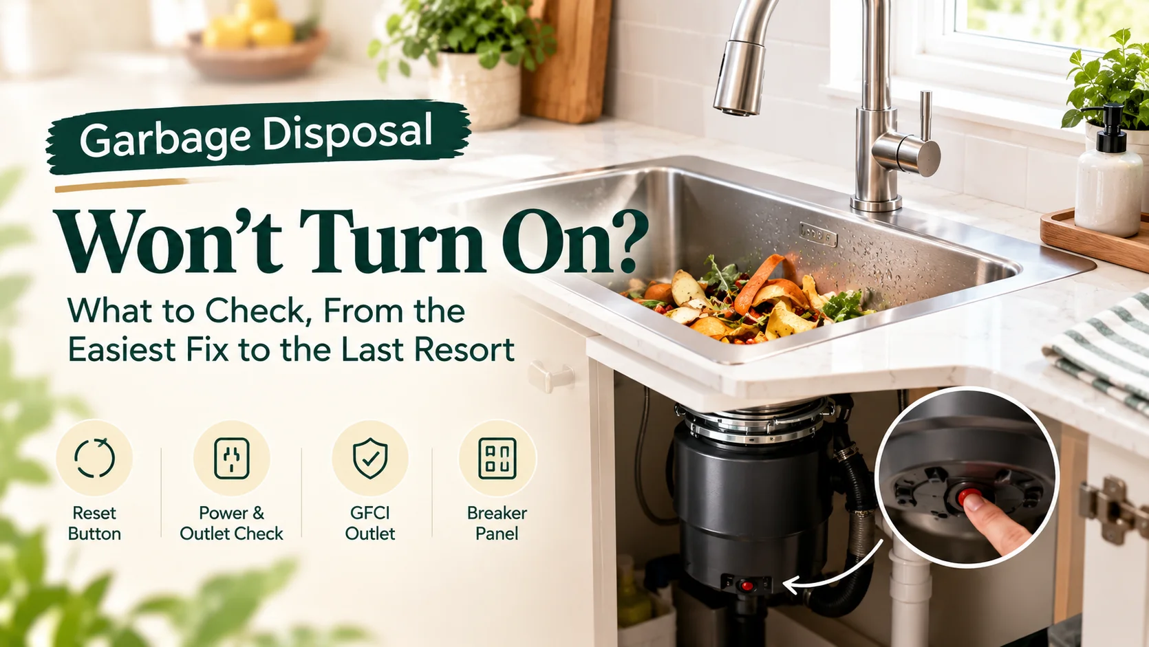Garbage Disposal Won't Turn On? What to Check, From the Easiest Fix to the Last Resort