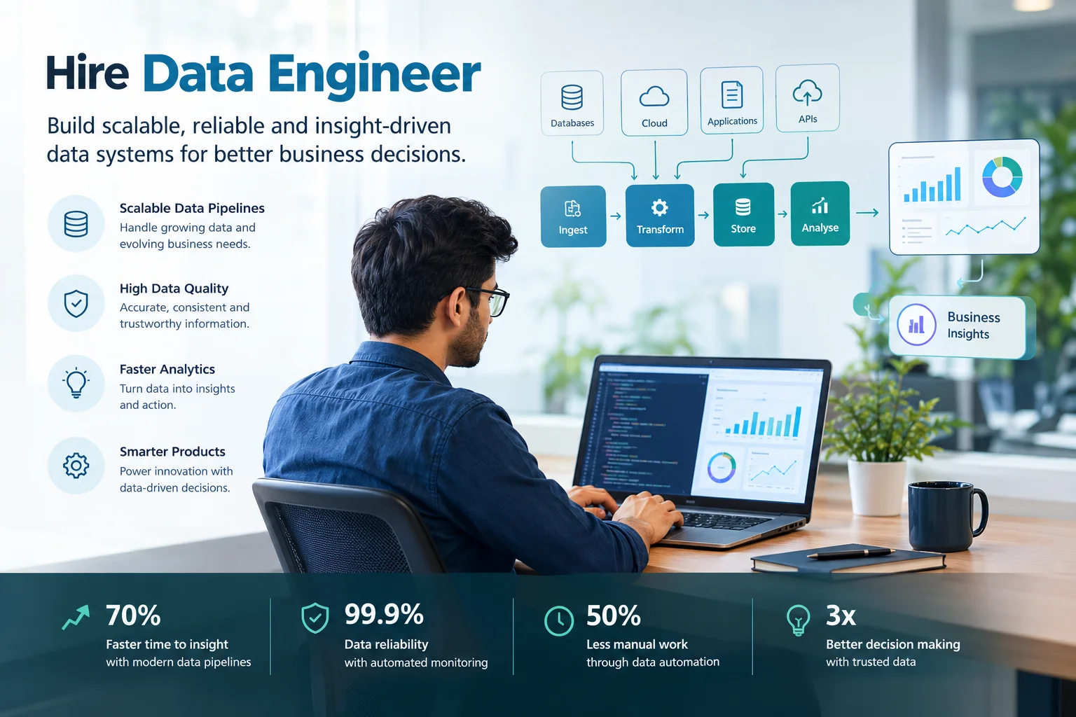 Hire Data Engineer to Build Scalable, Reliable and Insight-Driven Data Systems