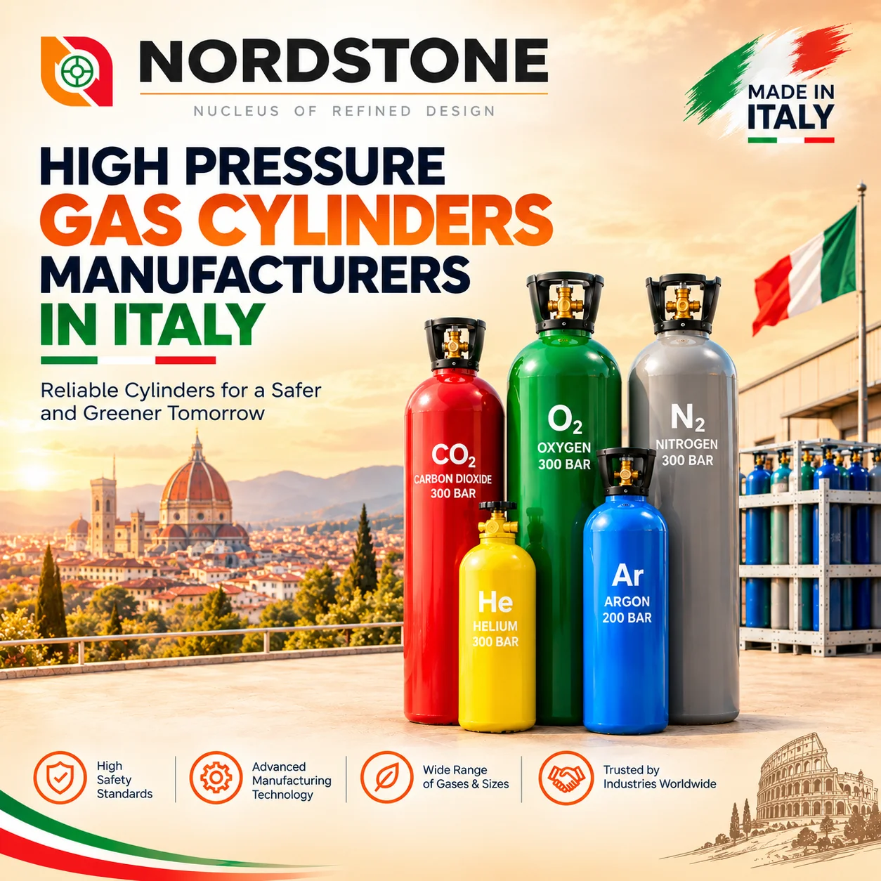 High Pressure Gas Cylinders Manufacturers in Italy: Certified Containment for Demanding Industries - Notdstone