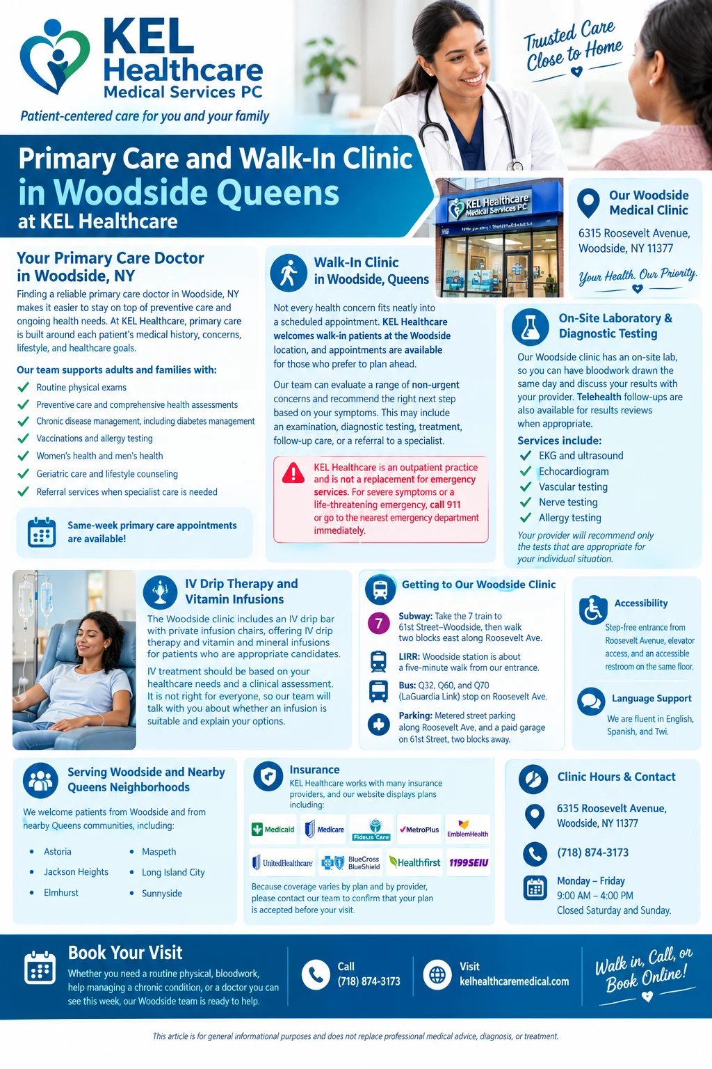Primary Care and Walk-In Clinic in Woodside Queens at KEL Healthcare