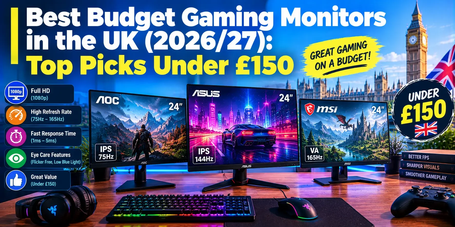 Best Gaming Monitors Under £150 in the UK: 2026 Buying Guide