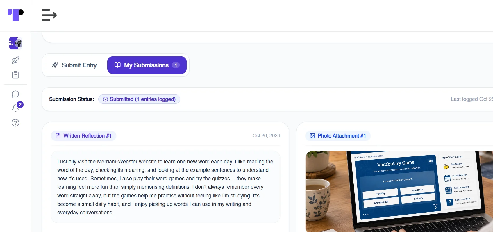 Figure 1: Journal or diary studies in Terapage workspaces for market research exploring vocabulary app usage.