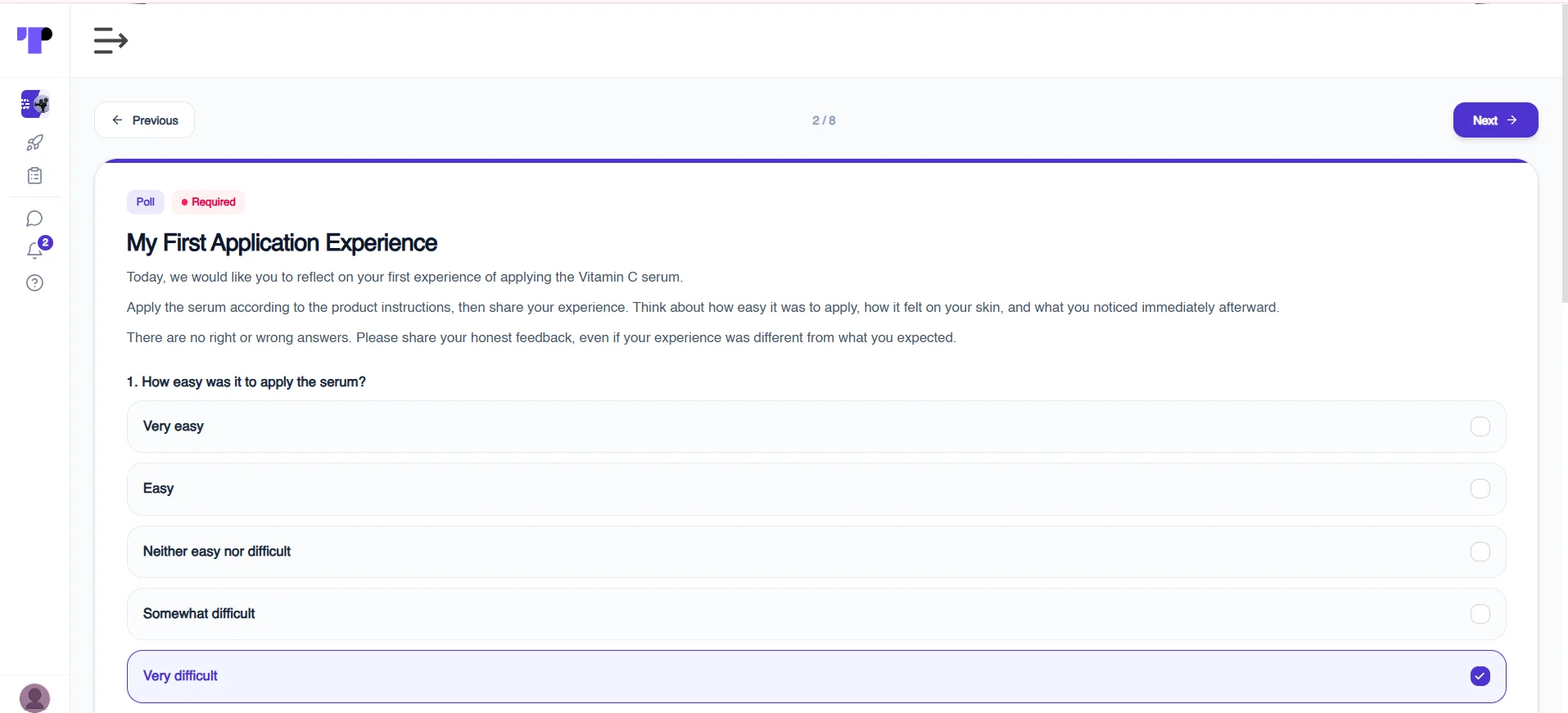 Figure 8: A participant submits daily poll responses for scheduled tasks in a guided journal activity on Terapage.