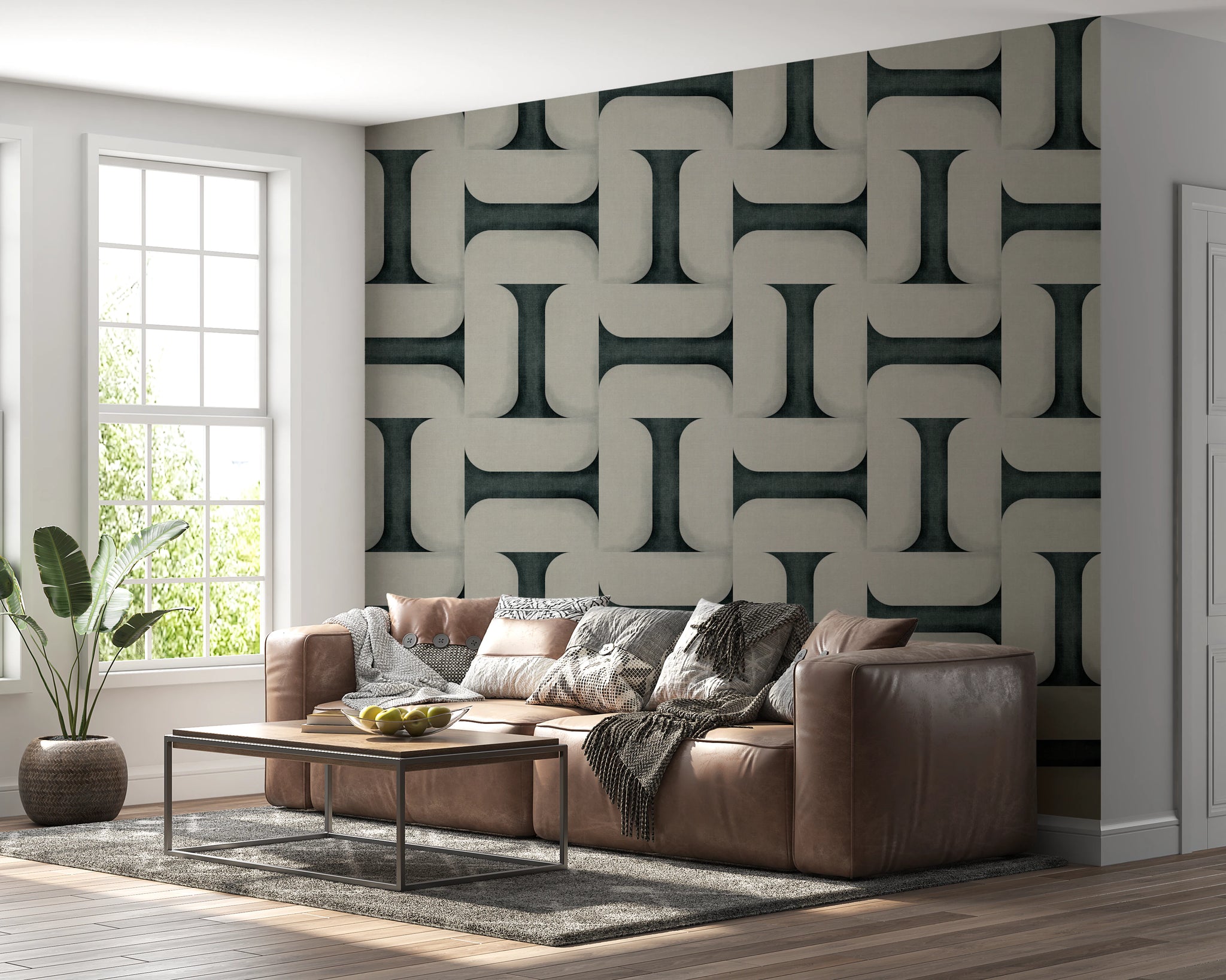 Transform your living space with the warm, nostalgic tones of 1970s-inspired vintage wallpaper.