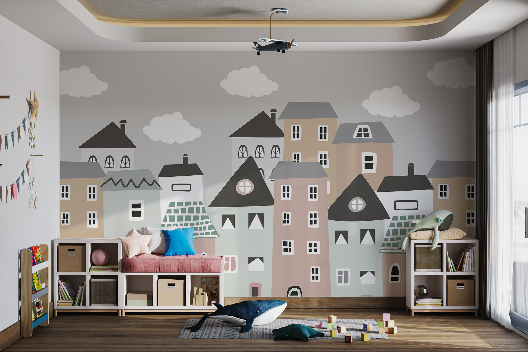Eco-friendly, peel and stick kids wallpaper is perfect for creating a renter-friendly nursery.